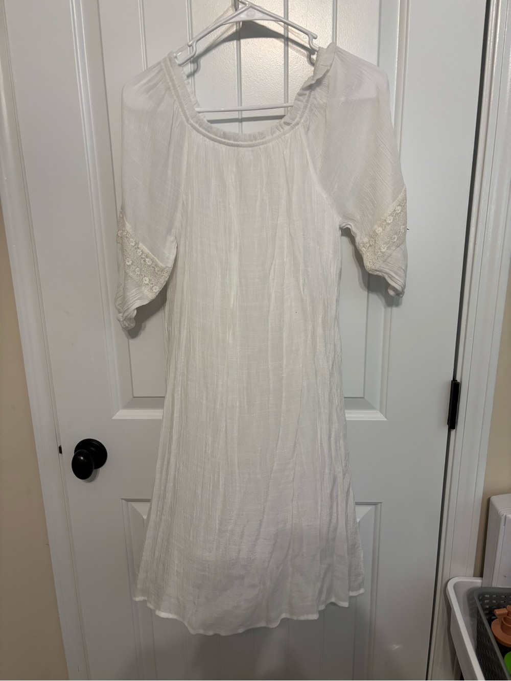 White Boho Cotton Peasant Dress